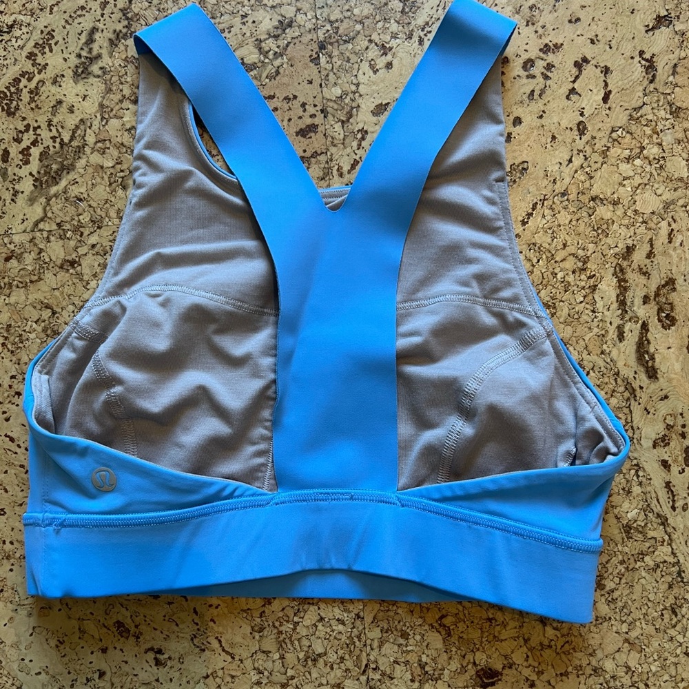 Baby blue Lululemon Wunder Train Longline Bra
